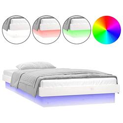 Foto van The living store bedframe led - 204 x 103.5 x 21 cm - massief grenenhout - wit