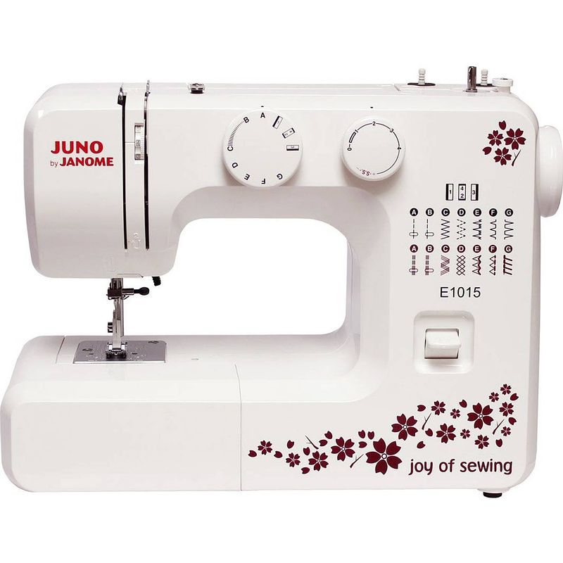 Foto van Janome juno e1015 naaimachine - wit - bloemmotief - 15 steken