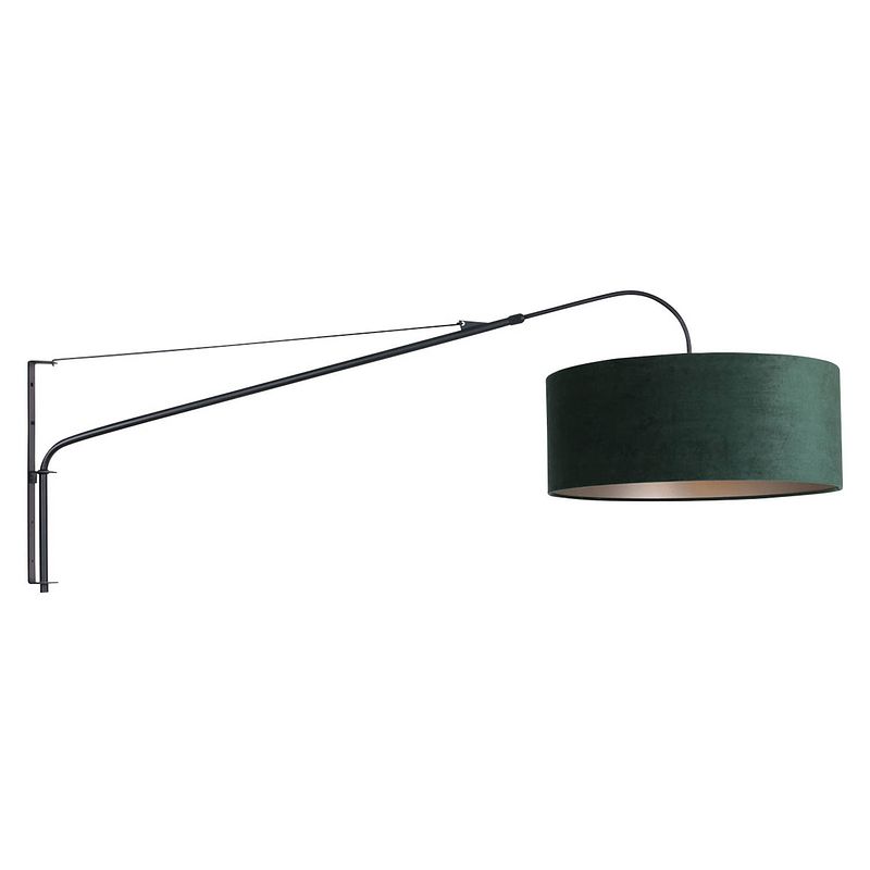 Foto van Steinhauer wandlamp elegant classy 8130 zwart velours kap groen