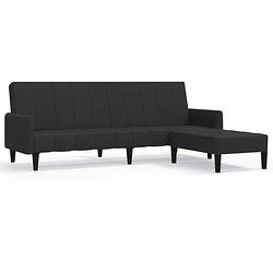 Foto van The living store multifunctionele bedbank met voetenbank - fluweel - 220 x 84.5 x 69 cm - zwart