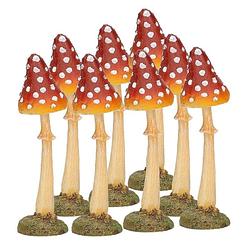 Foto van 8x paddenstoelen beeldje 12 cm van polyresin - beeldjes