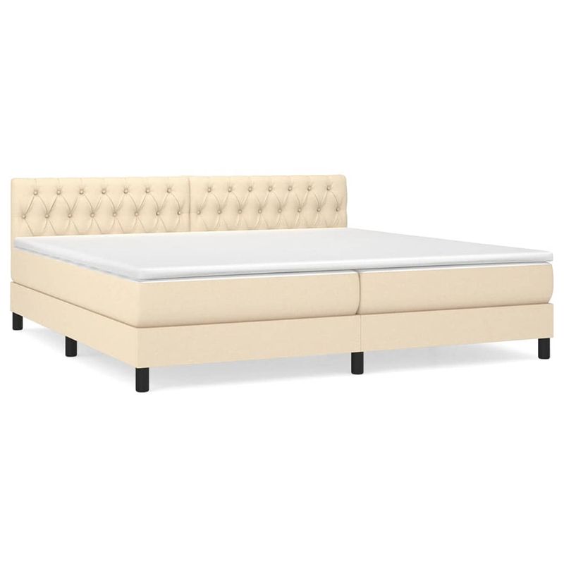 Foto van The living store boxspringbed - crème - 203 x 200 x 78/88 cm - met verstelbaar hoofdbord - pocketvering matras -