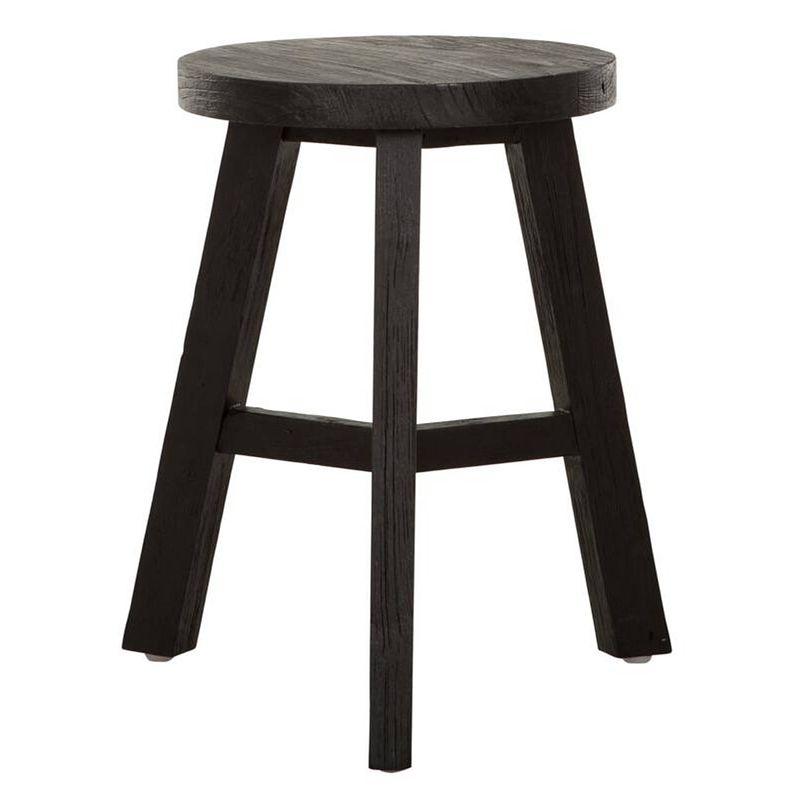 Foto van Must living stool toto,44xø30 cm, black recycled teakwood with natu...