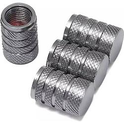 Foto van Tt-products ventieldoppen 3-rings grey aluminium 4 stuks grijs - auto ventieldop - ventieldopjes