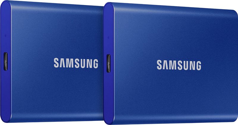 Foto van Samsung portable ssd t7 500gb blauw  - duo pack