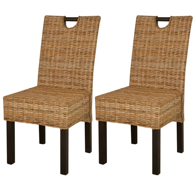 Foto van Vidaxl eetkamerstoelen kubu 2 stuks rattan mangohout