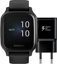 Foto van Garmin venu sq music zwart + samsung adaptive fast charging oplader met usb a poort 15w