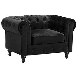 Foto van Beliani chesterfield - fauteuil-zwart-fluweel