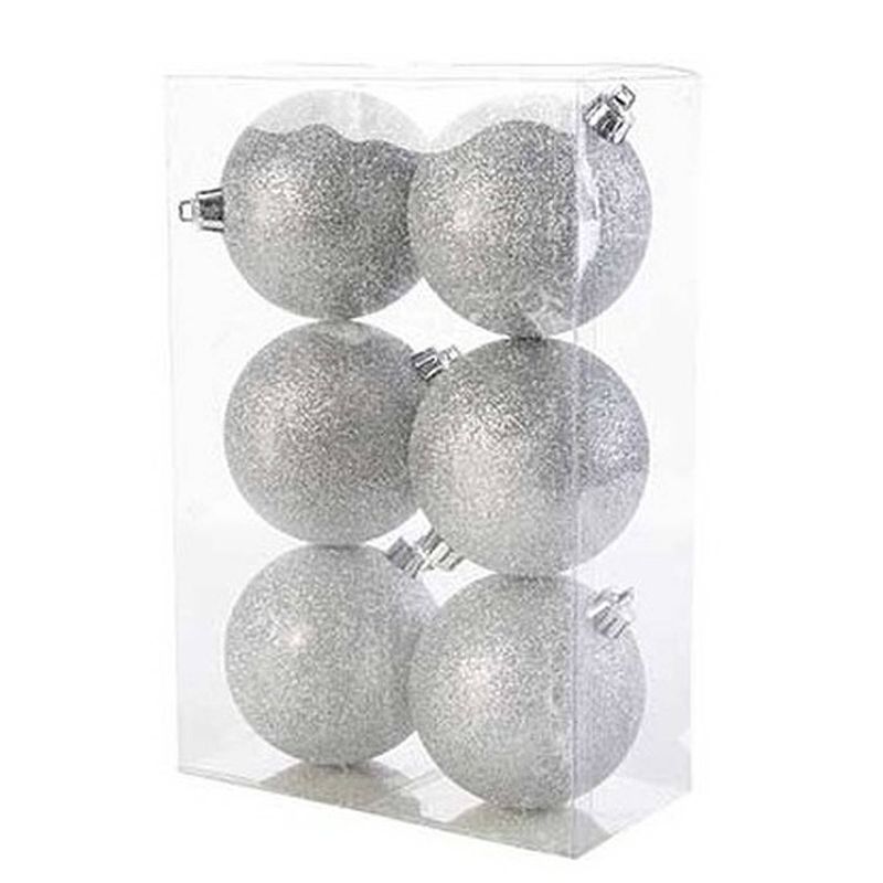 Foto van 12x kunststof kerstballen glitter zilver 8 cm kerstboom versiering/decoratie - kerstbal