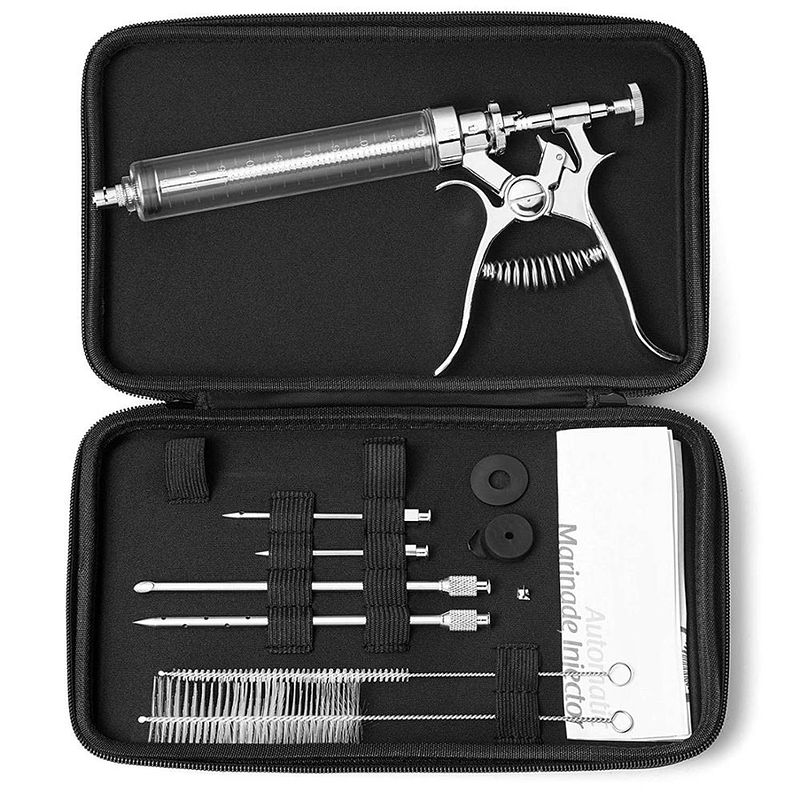 Foto van 4cookz® rvs pro zilver - marinade injector set met 4 naalden