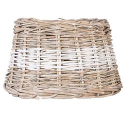 Foto van Clayre & eef lampenkap band wit 25x18x16 cm / e27 - bruin - rotan