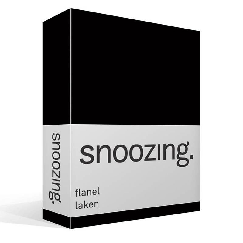 Foto van Snoozing - flanel - laken - tweepersoons - 200x260 - zwart