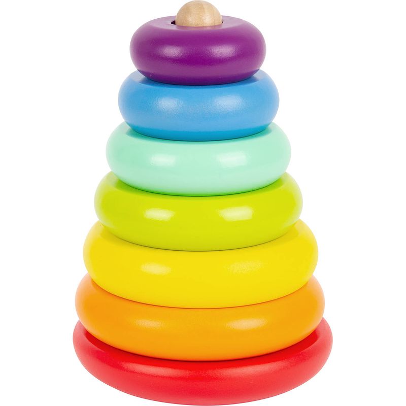 Foto van Small foot regenboog stapeltoren junior 15 cm hout