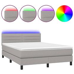 Foto van The living store boxspring bed - led verlichting - pocketvering matras - huidvriendelijk topmatras - lichtgrijs -