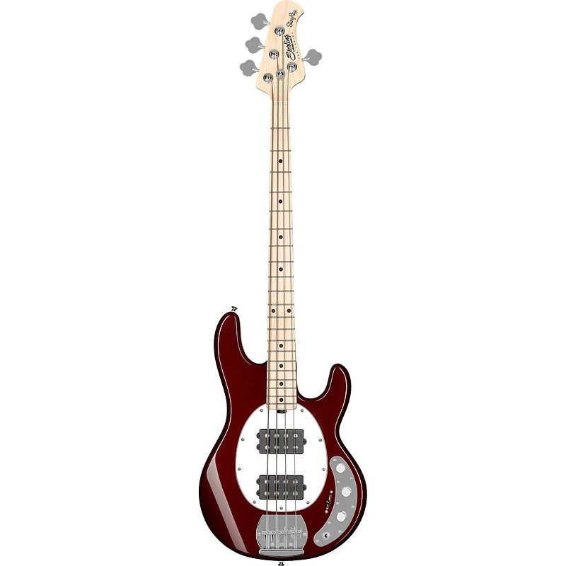 Foto van Sterling by music man stingray ray4 hh candy apple red elektrische basgitaar