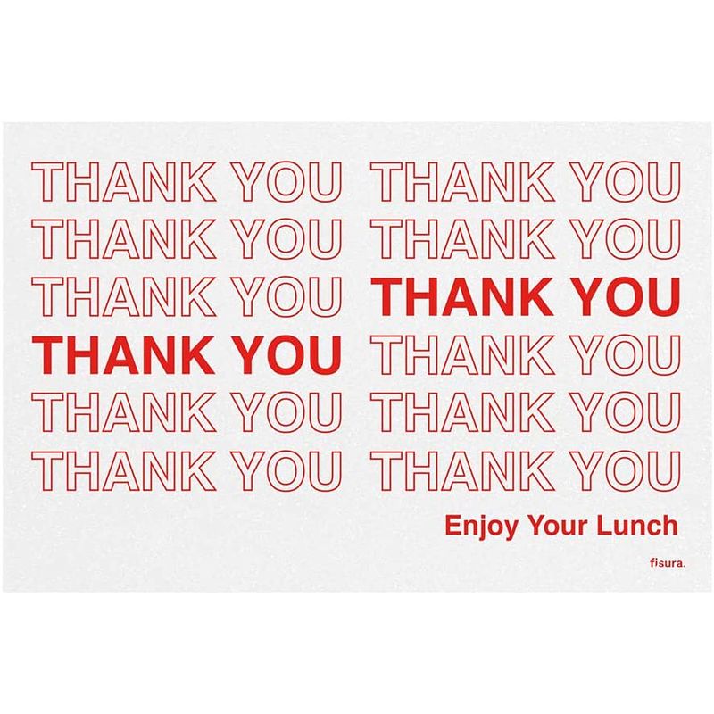 Foto van Fisura placemat thank you 30 x 45 cm pvc wit/rood 6 stuks