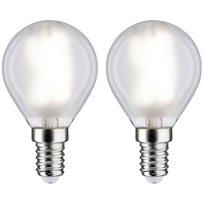 Foto van Paulmann 28919 led-lamp energielabel f (a - g) e14 kogel 4.8 w neutraalwit (ø x h) 45 mm x 78 mm 2 stuk(s)