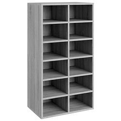 Foto van The living store schoenenrek - trendy ontwerp - bewerkt hout - 54 x 34 x 100.5 cm - grijs sonoma eiken