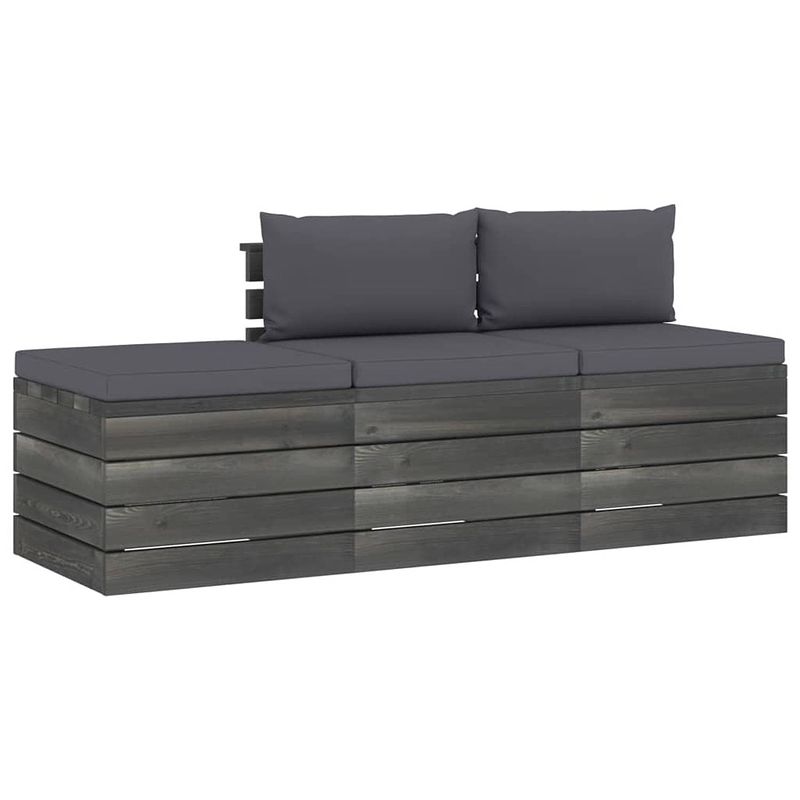 Foto van Vidaxl 3-delige loungeset met kussens pallet massief grenenhout