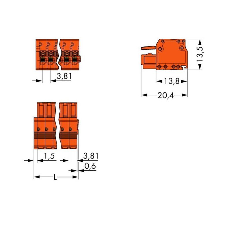 Foto van Wago 2734-216 female behuizing-kabel 2734 totaal aantal polen: 16 rastermaat: 3.81 mm 25 stuk(s)