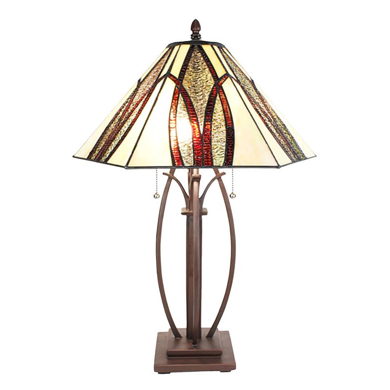 Foto van Lumilamp tiffany tafellamp ø 45x61 cm beige glas tiffany bureaulamp beige tiffany bureaulamp