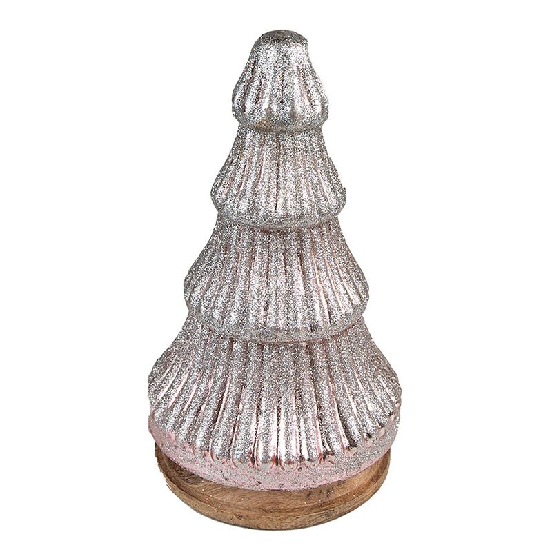 Foto van Haes deco - decoratieve kerstboom ø 13x24 cm - roze - kerstversiering, kerstdecoratie