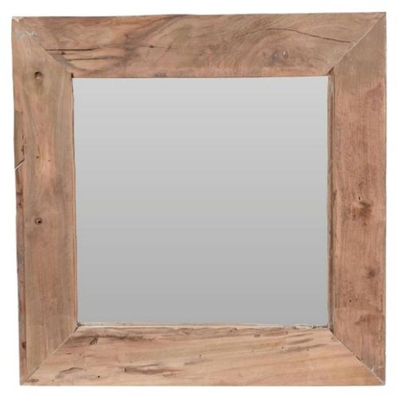 Foto van Orange85 vierkante - spiegel - wand - hout - wand - wandspiegel - decoratie - wonen