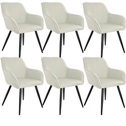 Foto van Tectake - set van 6 stoelen marilyn linnen look - diverse kleuren - creme-zwart - 404676