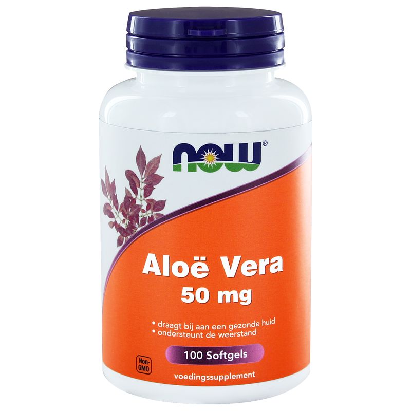 Foto van Now aloë vera 50 mg softgels