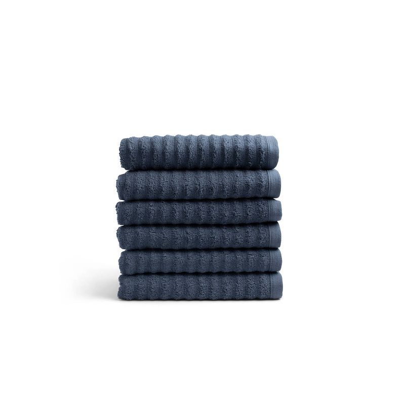 Foto van Seashell wave handdoek set - 6 stuks - jeans blauw - 60x110cm - premium