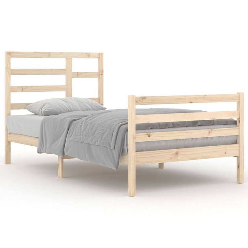 Foto van The living store bedframe grenenhout enkel - 205.5 x 106 x 104 cm - rustieke uitstraling