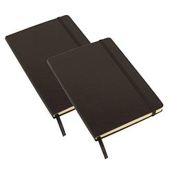 Foto van Pakket van 2x stuks luxe schoolschriften/notitieboeken a5 harde kaft gelinieerd zwart - notitieboek