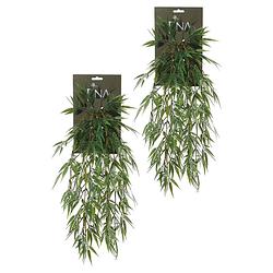 Foto van Louis maes kunstplanten - 2x - bamboe - groen - hangende takken bos van 158 cm - kunstplanten