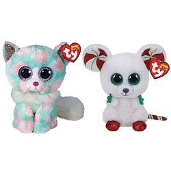 Foto van Ty - knuffel - beanie boo's - opal cat & christmas mouse