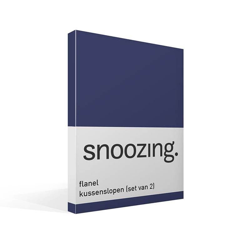 Foto van Snoozing - flanel - kussenslopen - set van 2 - 60x70 - navy