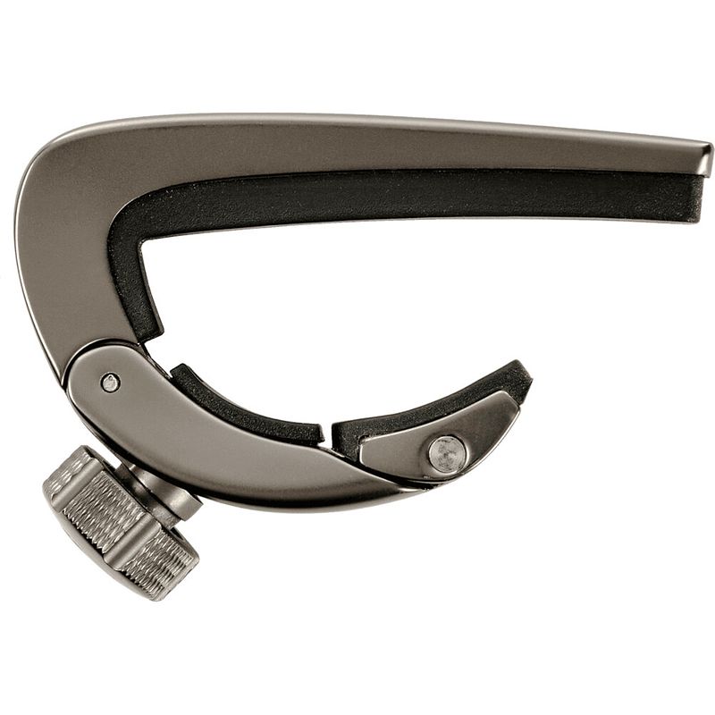 Foto van Dunlop dpcgm pivot capo gun metal black capo voor klassieke gitaar