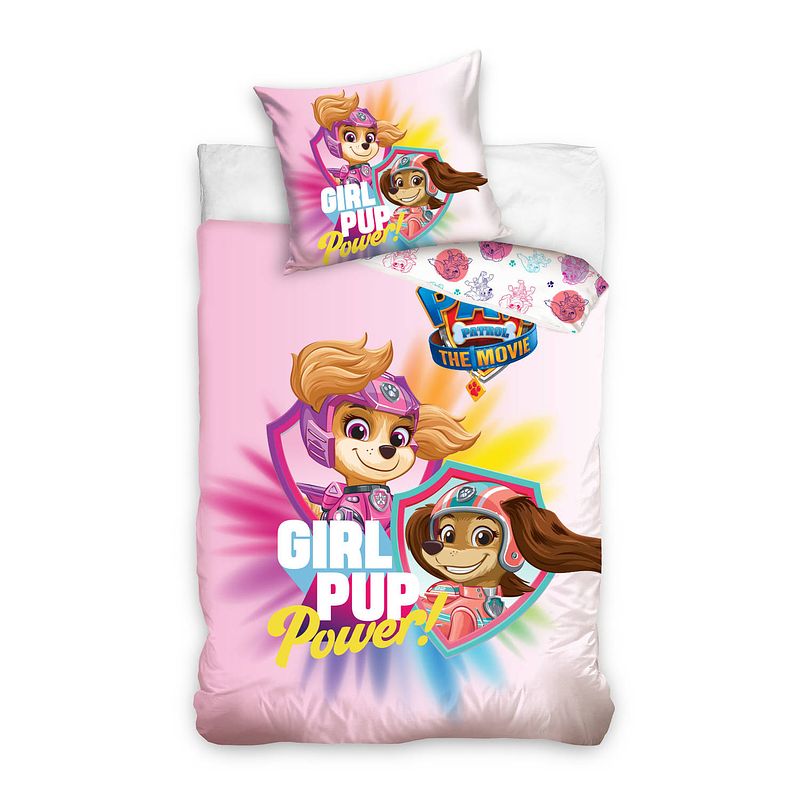 Foto van Paw patrol dekbedovertrek girl pup power - eenpersoons - 140 x 200 cm + 65 x 65 cm - katoen