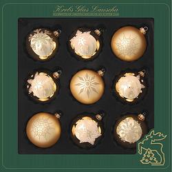 Foto van 18x stuks luxe gedecoreerde glazen kerstballen goud 8 cm - kerstbal