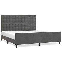 Foto van The living store bedframe fluweel donkergrijs - 203x166x118/128 cm - verstelbaar hoofdeinde