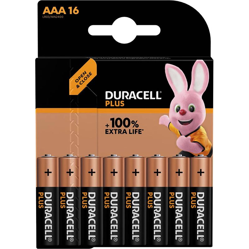 Foto van Duracell batterij plus 100% aaa, blister van 16 stuks 10 stuks