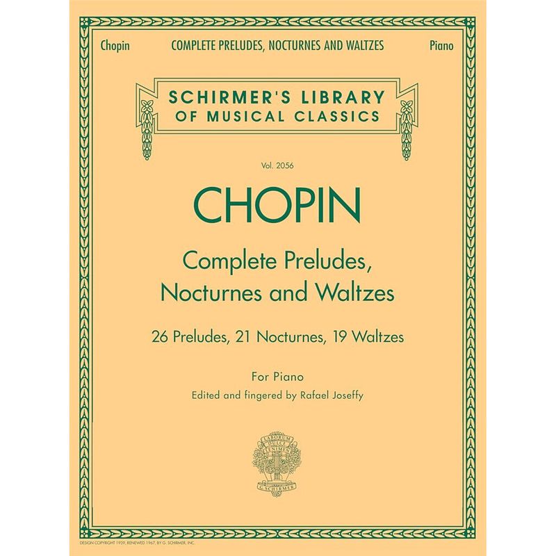 Foto van G. schirmer complete preludes, nocturnes & waltzes 26 preludes, 21 nocturnes, 19 waltzes for piano