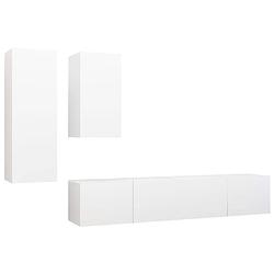 Foto van The living store tv-meubelset modern - hangend - spaanplaat - wit - 30.5 x 30 x 90 cm - 30.5 x 30 x 60 cm - 80 x 30 x