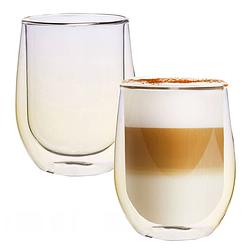 Foto van Gele dubbelwandige koffieglazen - dubbelwandige theeglazen - cappuccino glazen - 300ml - set van 2