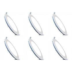 Foto van Led downlight slim 6 pack - inbouw rond 3w - dimbaar - helder/koud wit 6000k - mat wit aluminium - ø90mm