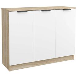 Foto van Vidaxl dressoir 90,5x30x70 cm bewerkt hout wit en sonoma eikenkleurig