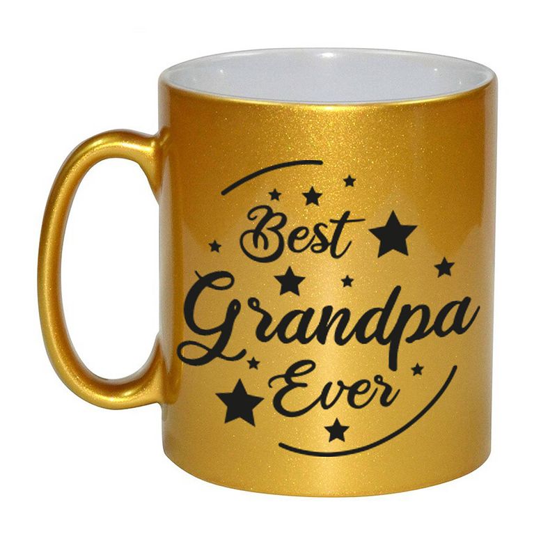 Foto van Gouden best grandpa ever cadeau koffiemok / theebeker 330 ml - feest mokken