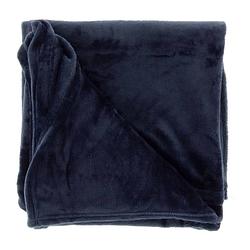 Foto van Unique living blush fleece plaid - fleece polyester - 150x200 cm - dark blue