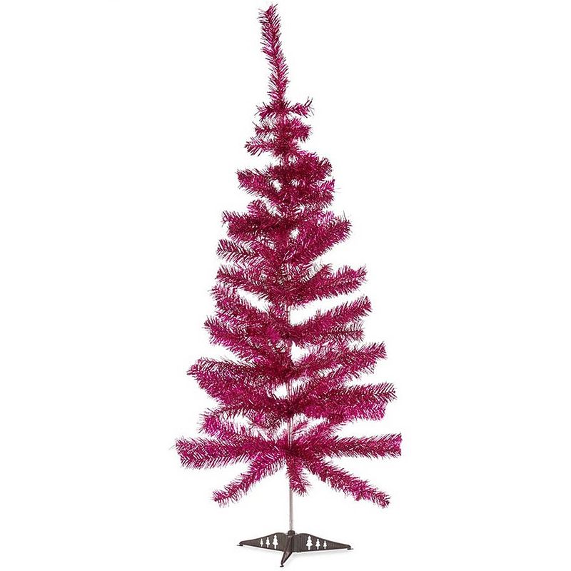 Foto van Kleine fuchsia roze kerstboom van 120 cm - kunstkerstboom