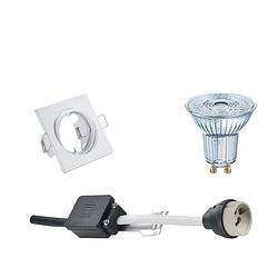 Foto van Led spot set - osram parathom par16 940 36d - gu10 fitting - dimbaar - inbouw vierkant - mat wit - 5.5w - natuurlijk wit