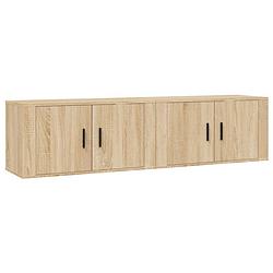 Foto van The living store tv-wandmeubel - sonoma eiken - 80 x 34.5 x 40cm - duurzaam hout - 2x tv-kast